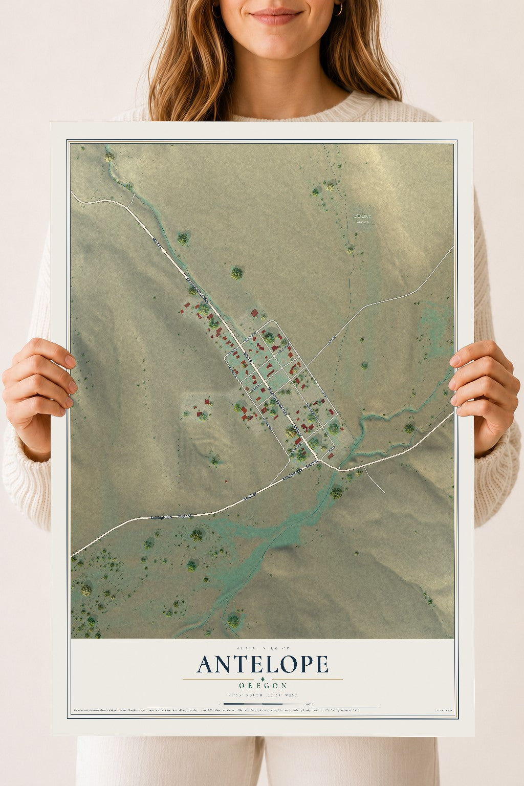 Map of Antelope, Oregon, 18 x 24 inch unframed archival matte print