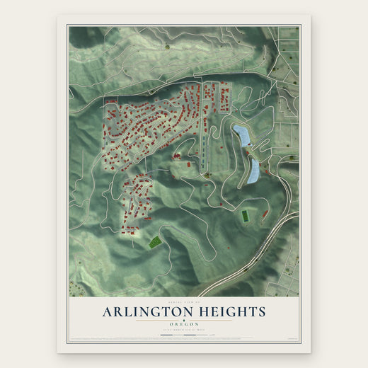 Arlington Heights, Oregon map print, the full design