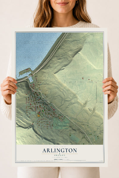 Map of Arlington, Oregon, 18 x 24 inch unframed archival matte print
