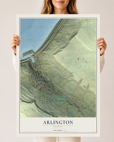 Map of Arlington, Oregon, 24 x 36 inch unframed archival matte print