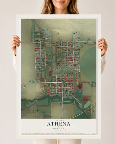 Map of Athena, Oregon, 24 x 36 inch unframed archival matte print