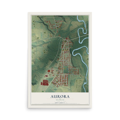 Map of Aurora, Oregon, 12 x 18 inch unframed archival matte print