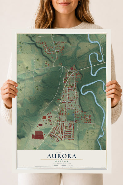 Map of Aurora, Oregon, 18 x 24 inch unframed archival matte print