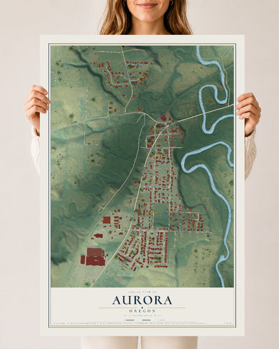 Map of Aurora, Oregon, 24 x 36 inch unframed archival matte print