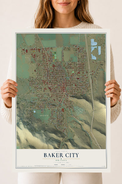 Map of Baker City, Oregon, 18 x 24 inch unframed archival matte print