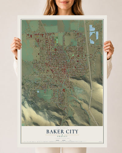 Map of Baker City, Oregon, 24 x 36 inch unframed archival matte print