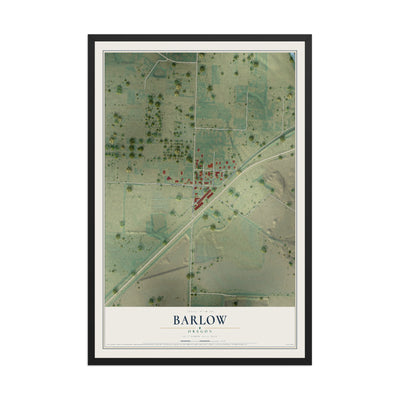 Map of Barlow, Oregon, 12 x 18 inch print in a black wood frame