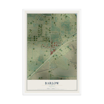 Map of Barlow, Oregon, 12 x 18 inch print in a white wood frame