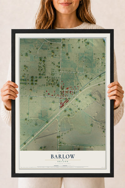 Map of Barlow, Oregon, 18 x 24 inch print in a black wood frame