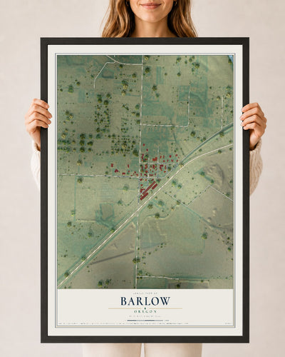 Map of Barlow, Oregon, 24 x 36 inch print in a black wood frame