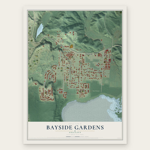 Bayside Gardens, Oregon map print, the full design