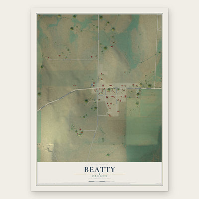 Beatty, Oregon map print, the full design