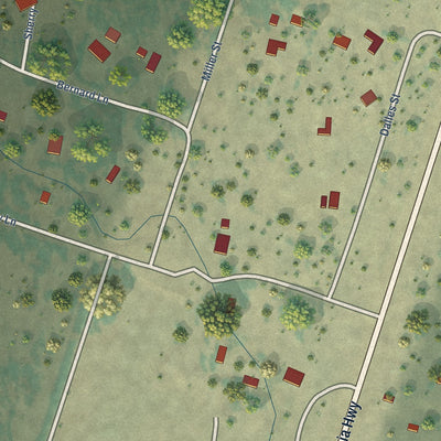 Close-up of the map of Beaver Marsh, Oregon print showing street and building detail