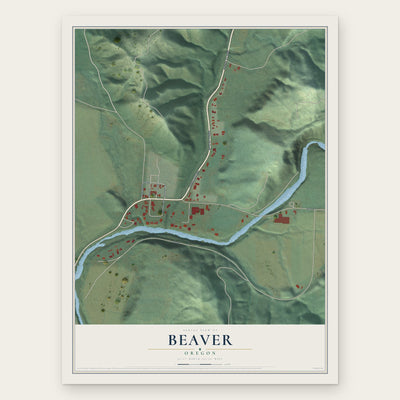 Beaver, Oregon map print, the full design