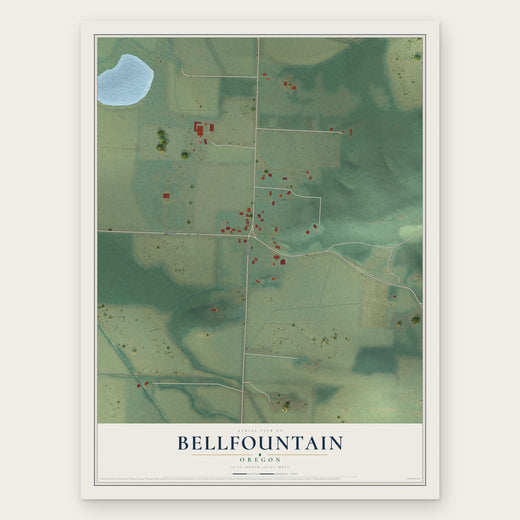 Bellfountain, Oregon map print, the full design