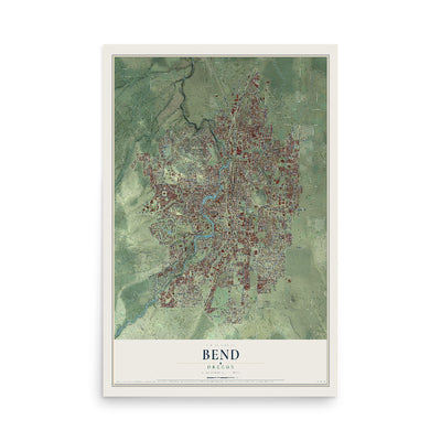 Map of Bend, Oregon, 12 x 18 inch unframed archival matte print