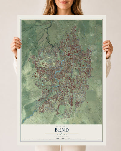 Map of Bend, Oregon, 24 x 36 inch unframed archival matte print