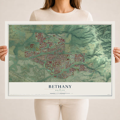 Map of Bethany, Oregon, 18 x 24 inch unframed archival matte print