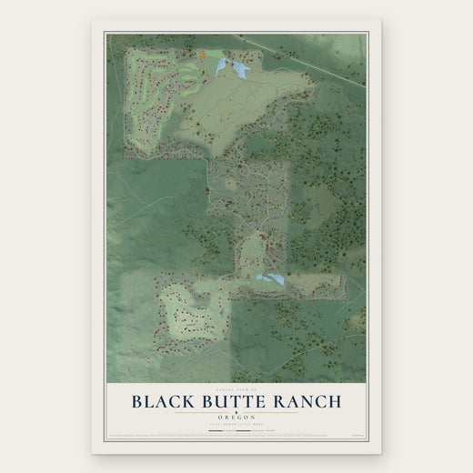 Black Butte Ranch, Oregon map print, the full design
