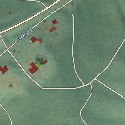Close-up of the map of Blodgett, Oregon print showing street and building detail