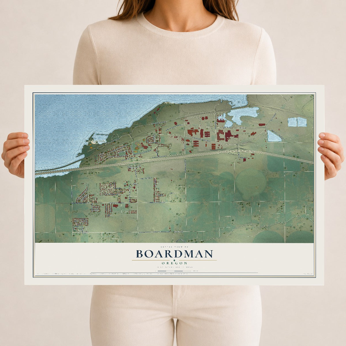 Map of Boardman, Oregon, 12 x 18 inch unframed archival matte print