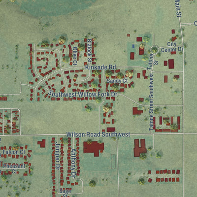 Second close-up of the map of Boardman, Oregon print showing more streets and buildings