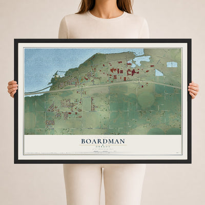 Map of Boardman, Oregon, 24 x 36 inch print in a black wood frame