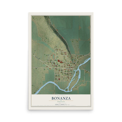 Map of Bonanza, Oregon, 12 x 18 inch unframed archival matte print