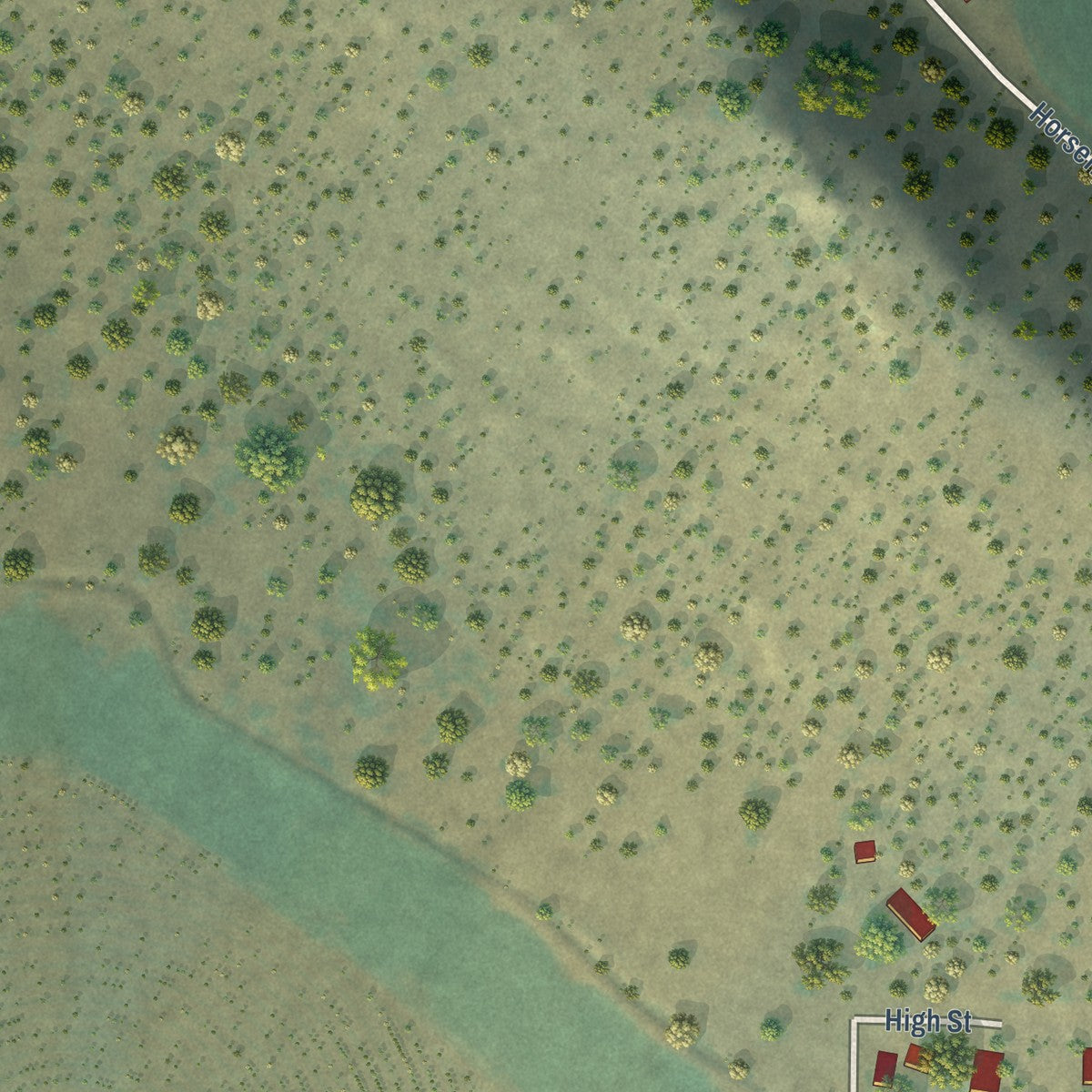 Second close-up of the map of Bonanza, Oregon print showing more streets and buildings
