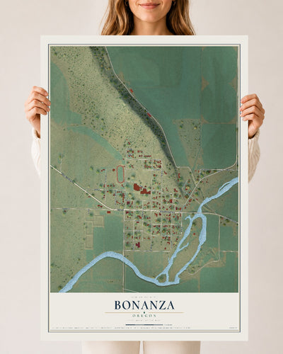 Map of Bonanza, Oregon, 24 x 36 inch unframed archival matte print