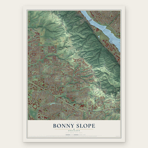 Bonny Slope, Oregon map print, the full design