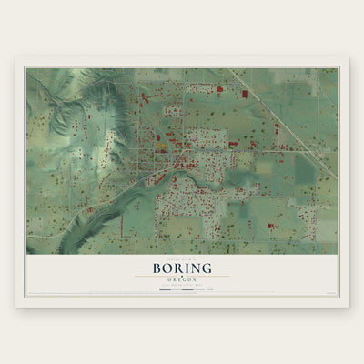 Boring, Oregon map print, the full design