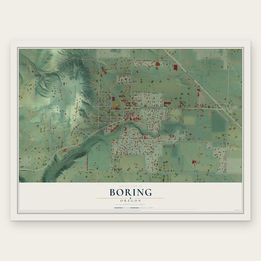 Boring, Oregon map print, the full design