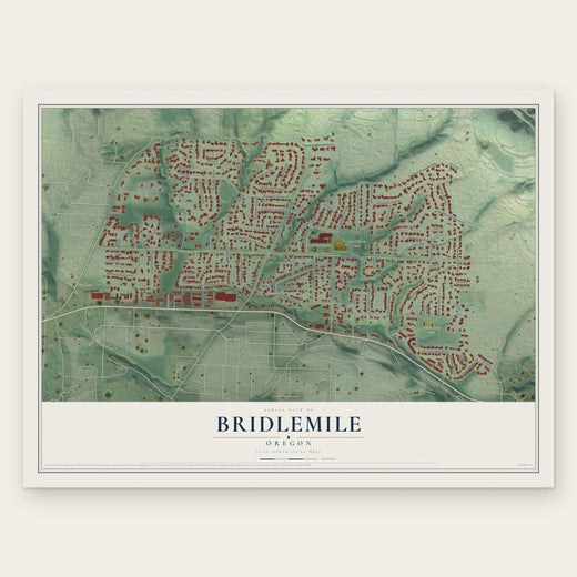 Bridlemile, Oregon map print, the full design