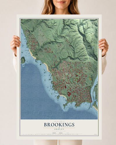 Map of Brookings, Oregon, 24 x 36 inch unframed archival matte print