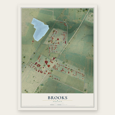 Brooks, Oregon map print, the full design