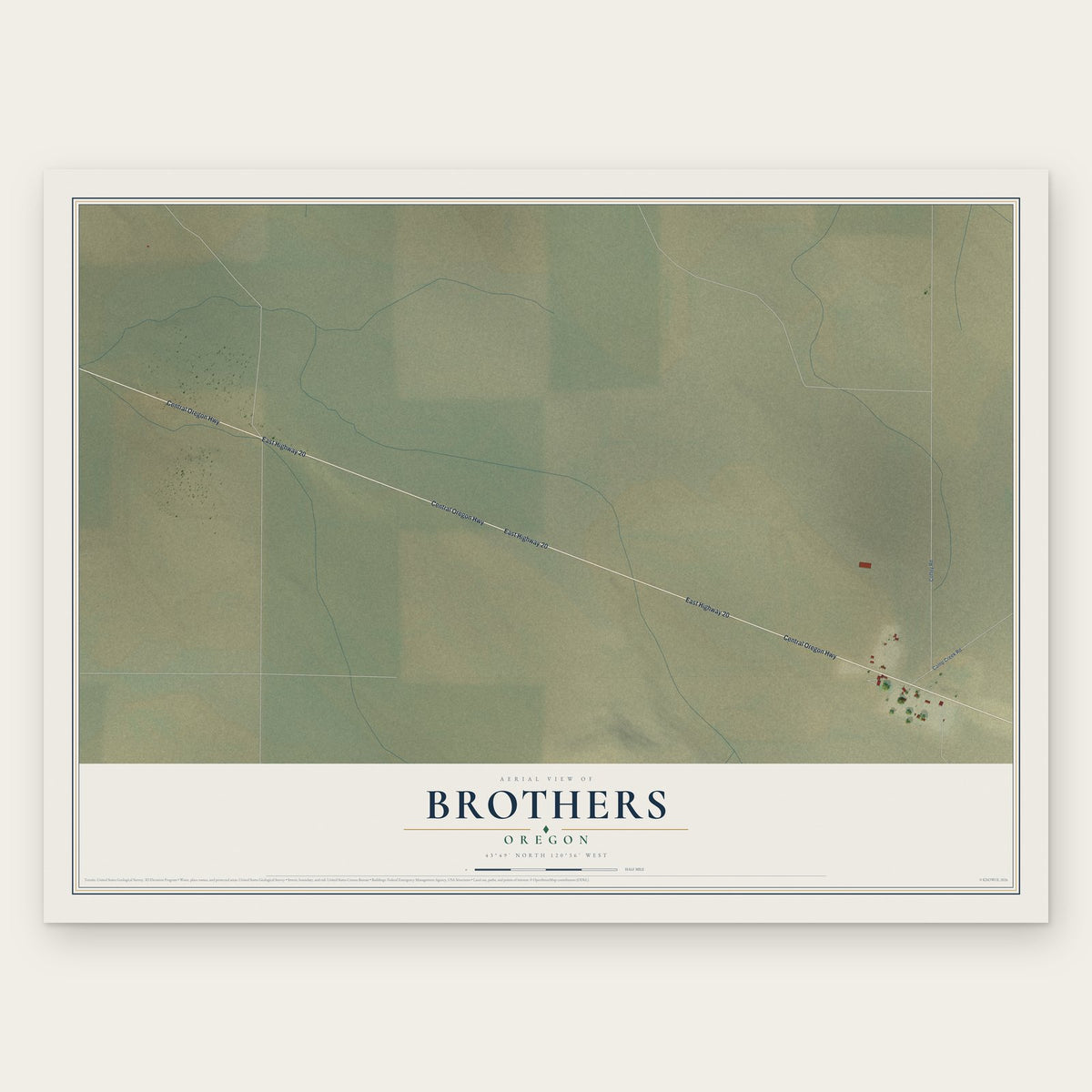 Brothers, Oregon map print, the full design