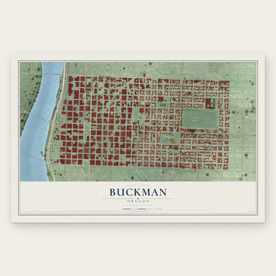 Buckman, Oregon map print, the full design