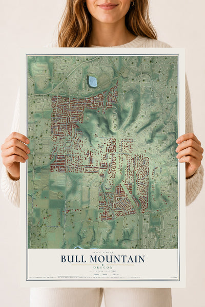 Map of Bull Mountain, Oregon, 18 x 24 inch unframed archival matte print