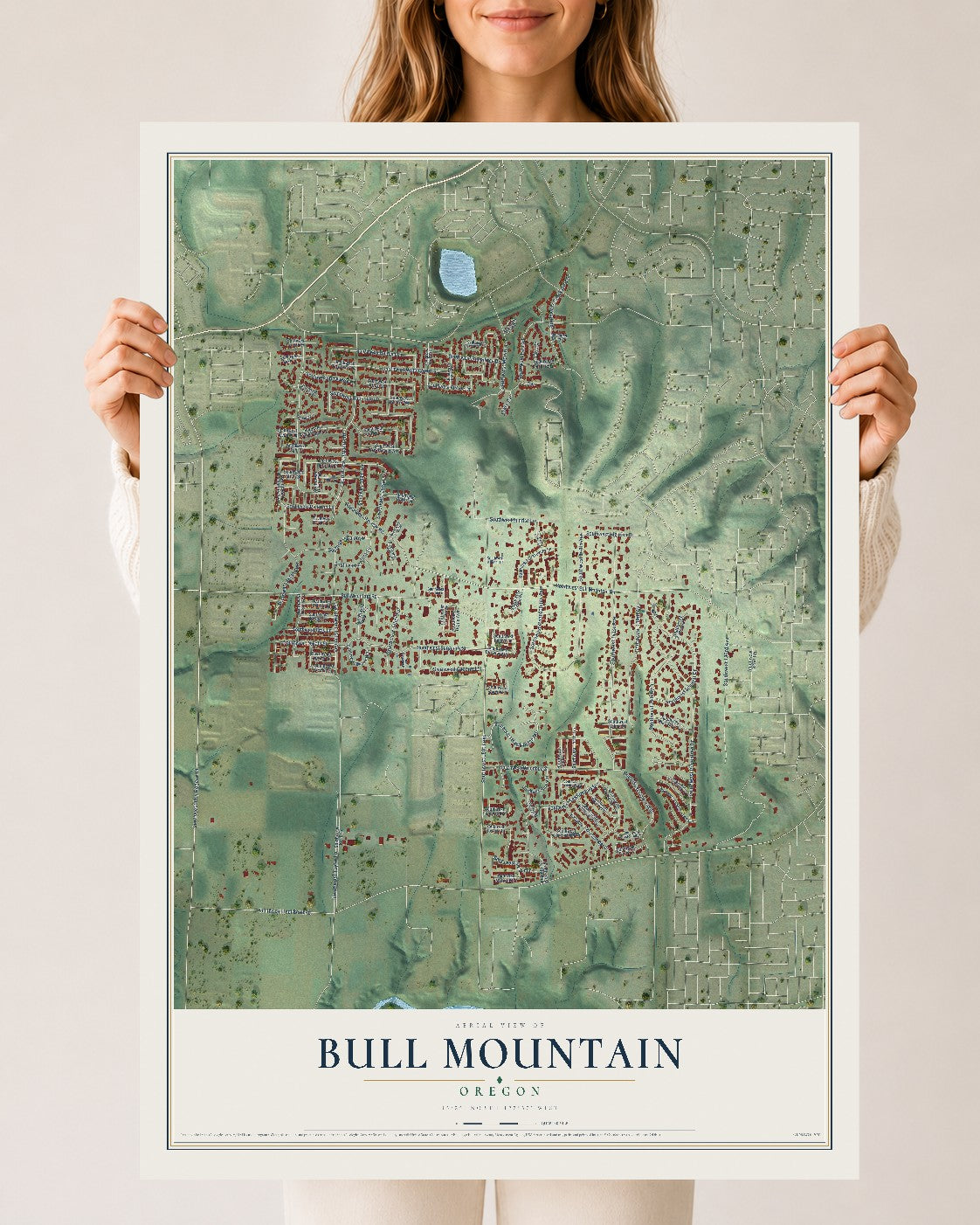 Map of Bull Mountain, Oregon, 24 x 36 inch unframed archival matte print