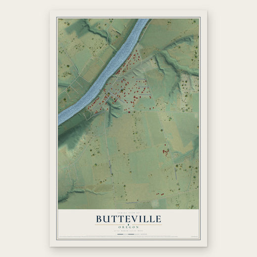 Butteville, Oregon map print, the full design