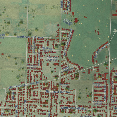 Second close-up of the map of Canby, Oregon print showing more streets and buildings