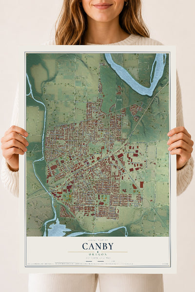 Map of Canby, Oregon, 18 x 24 inch unframed archival matte print