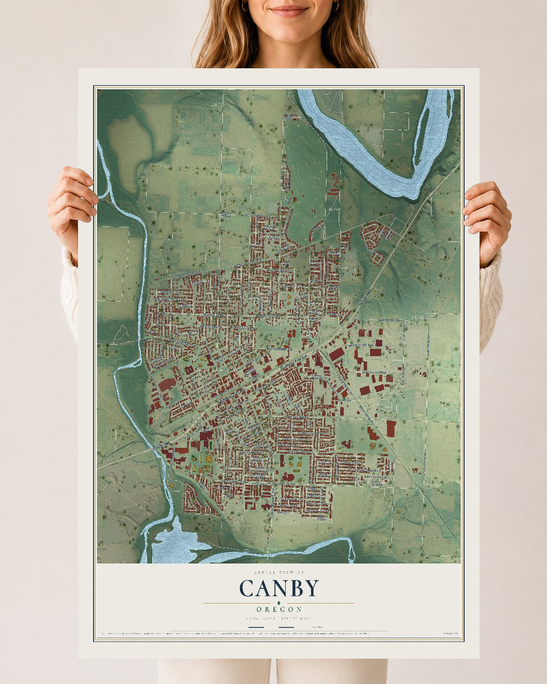 Map of Canby, Oregon, 24 x 36 inch unframed archival matte print