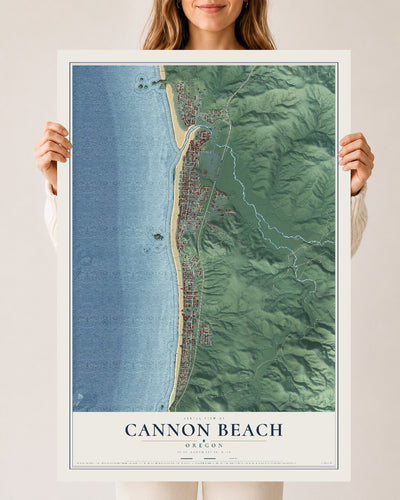 Map of Cannon Beach, Oregon, 24 x 36 inch unframed archival matte print