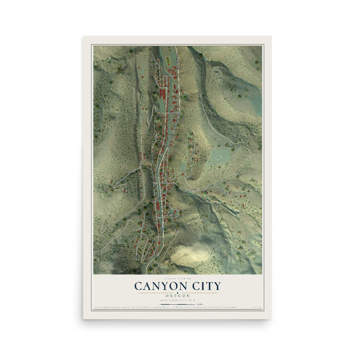 Map of Canyon City, Oregon, 12 x 18 inch unframed archival matte print
