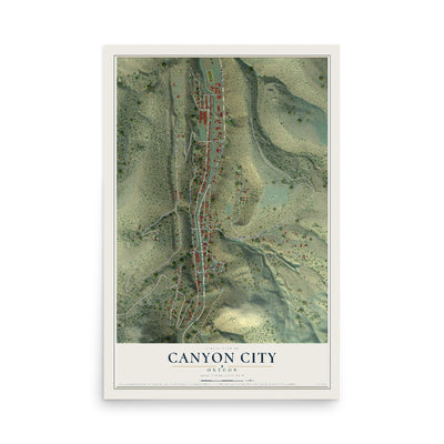 Map of Canyon City, Oregon, 12 x 18 inch unframed archival matte print