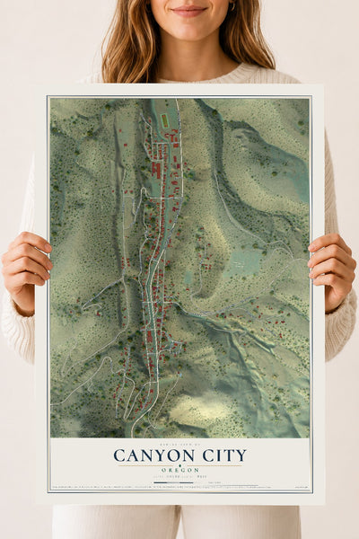 Map of Canyon City, Oregon, 18 x 24 inch unframed archival matte print
