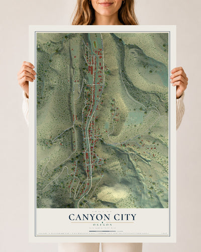 Map of Canyon City, Oregon, 24 x 36 inch unframed archival matte print