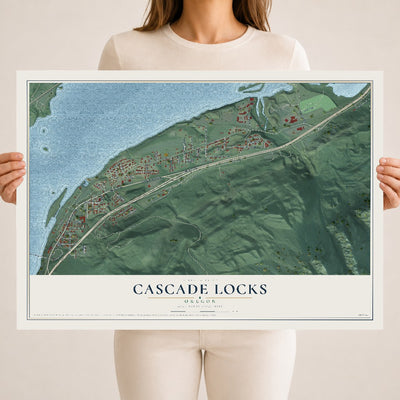 Map of Cascade Locks, Oregon, 18 x 24 inch unframed archival matte print